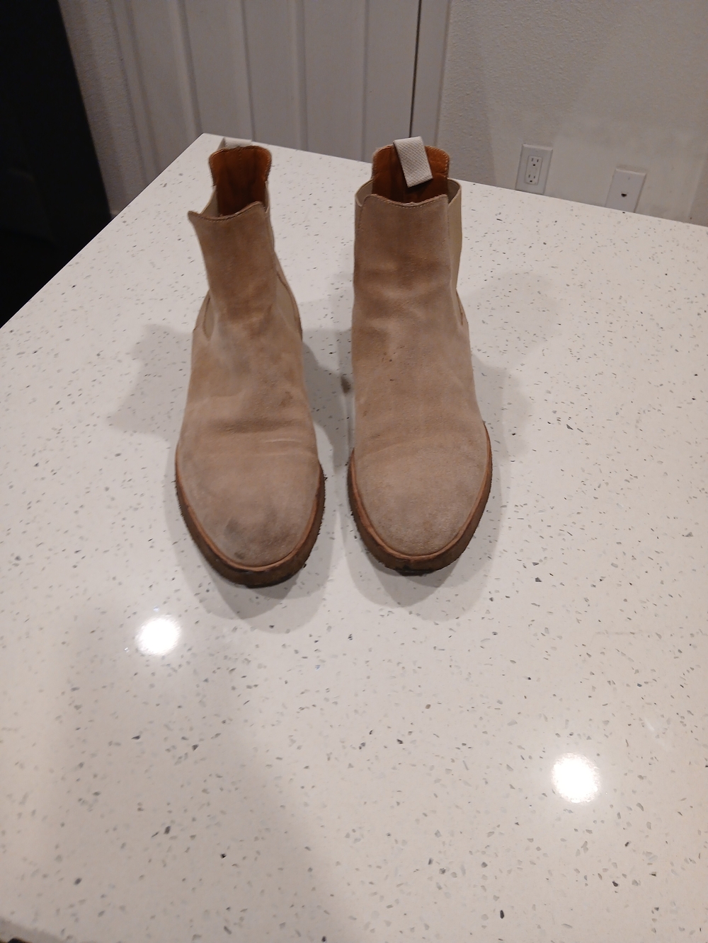 Common Projects Beige Suede Chelsea Boots Size 43 EU Size 9 US